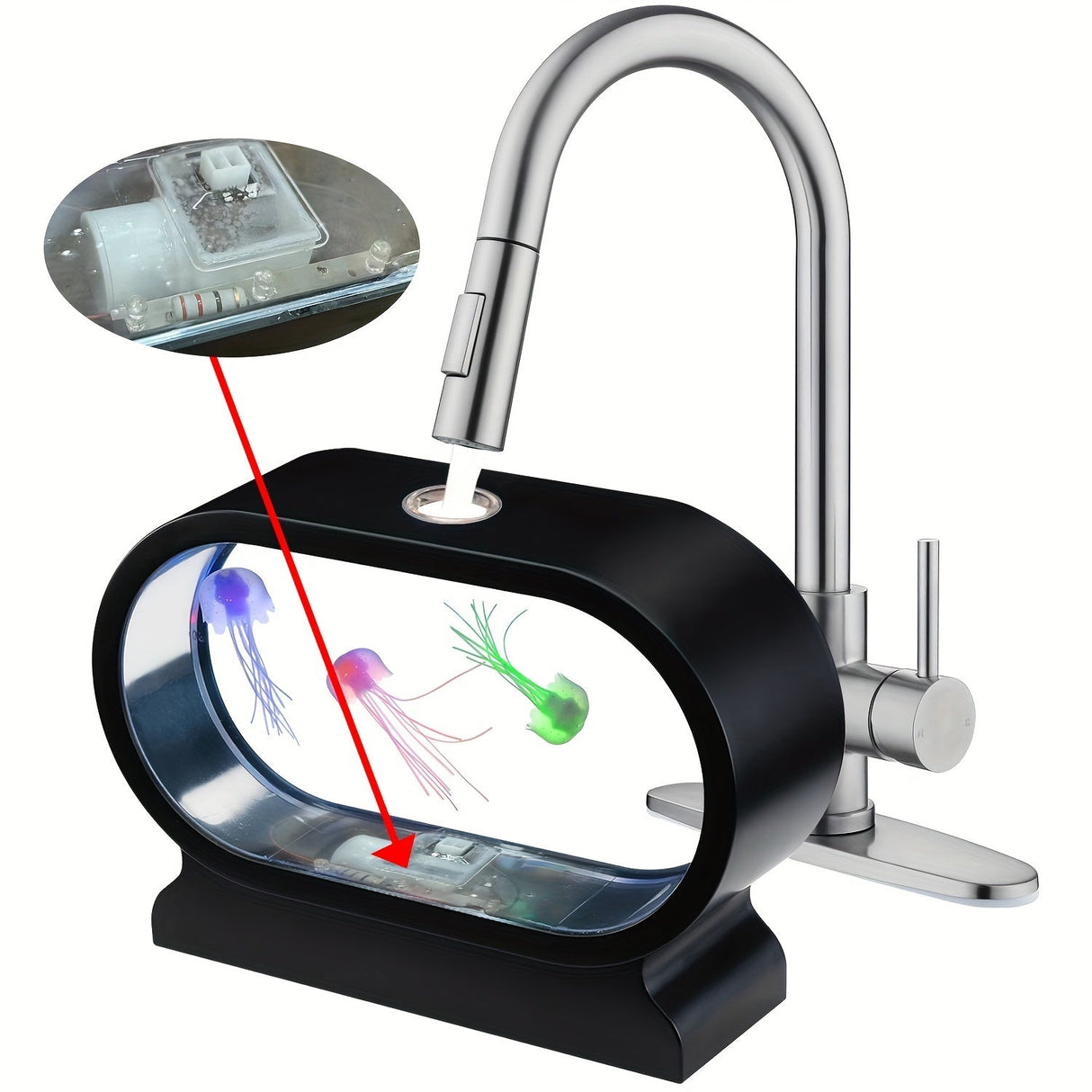 LumiJelly - LED Manet Tafellampa, 3-Färgs Simulering Akvarium Nattlampa, Batteridriven, Dekorativt Ljus Carvallo