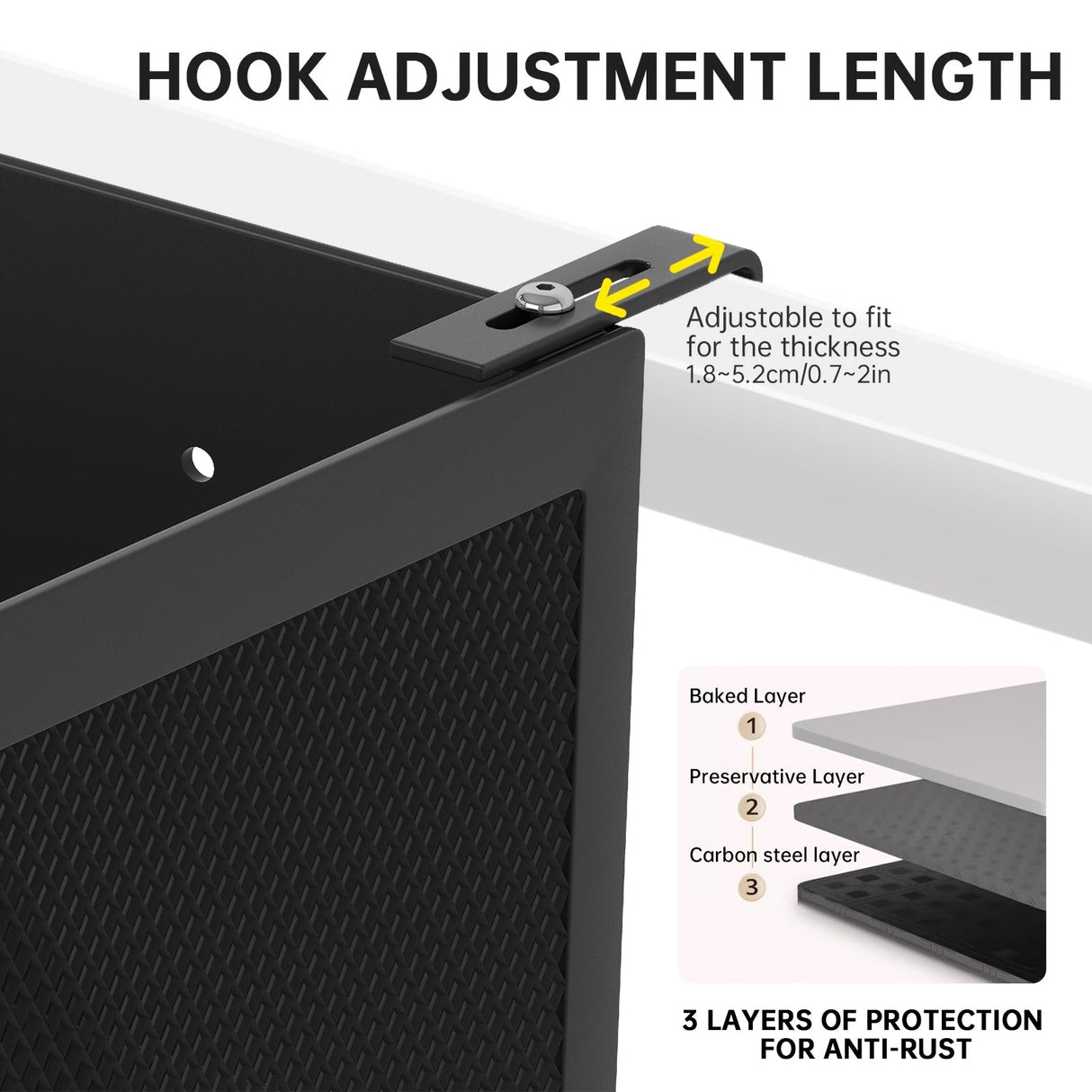 Justerbar metallförvaringskorg med krokar - Bekväm lösning för organisering Carvallo