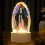 SacredGlow - Maagd Maria Nattlampa med LED Akrylram, USB-Strömförsörjning Carvallo