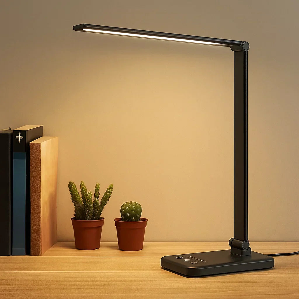 Skrivbordslampa med justerbar LED och USB-laddning Carvallo