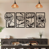 LotusCharm Decor - 4-delat blommor metall väggdekor Carvallo