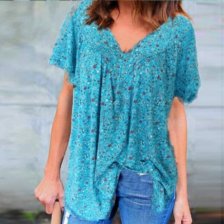 Sommar kvinna Tee-Clothes for women-Hemnix-Blå ärm-S-Hemnix