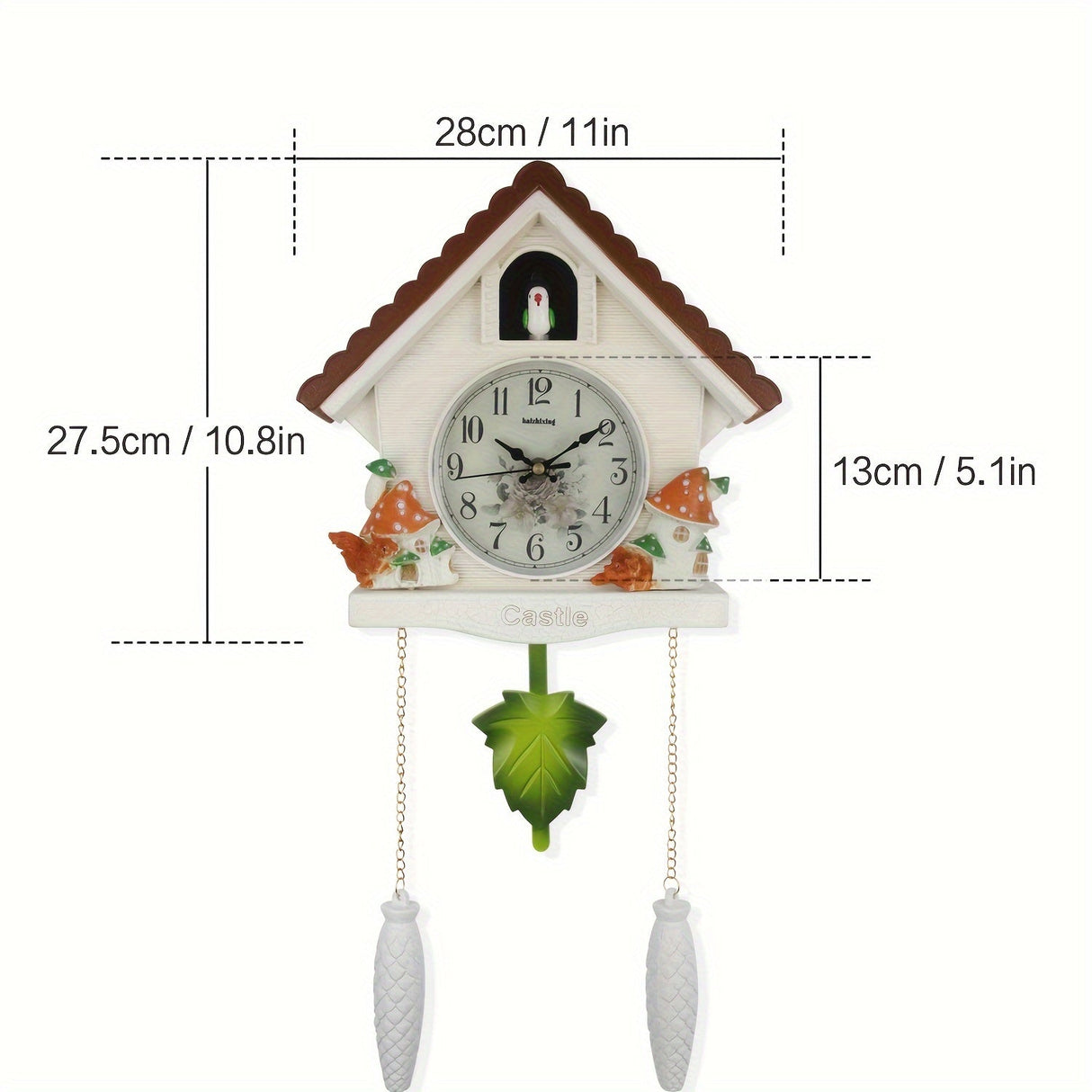 Nordisk Koekoeksklocka med Fågelhus - Dag- och Uralarm, Pendelklocka för Vardagsrum och Kontorsdekoration Carvallo