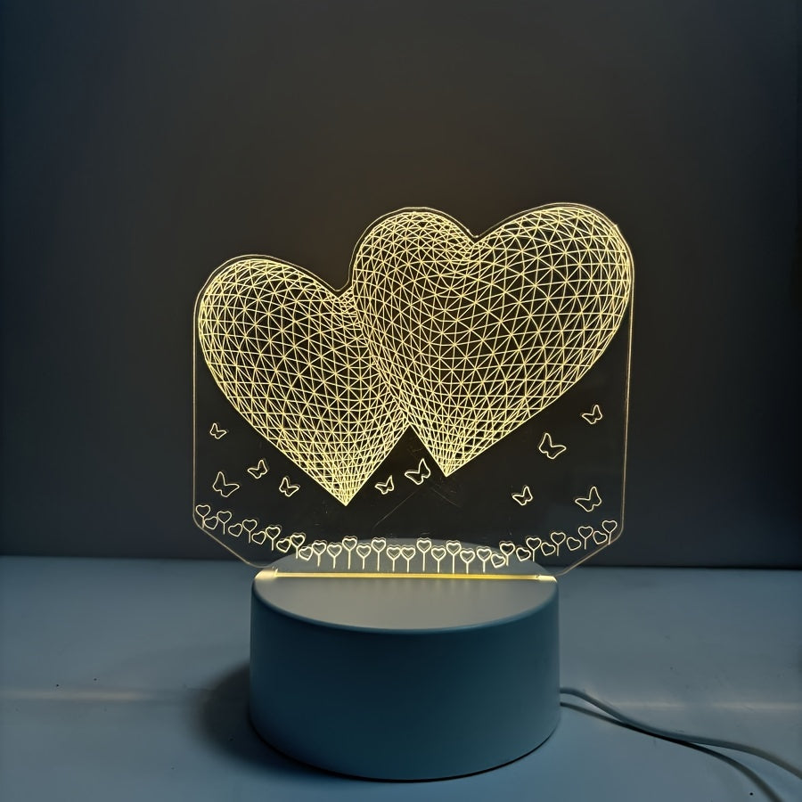 HartenLicht - Geometrisk USB Bordslampa med Varm Glöd för Kärleks Tema Dekoration Carvallo