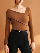 Dam Festtoppar Asymmetrisk Halsringning Polyester Trendig Design