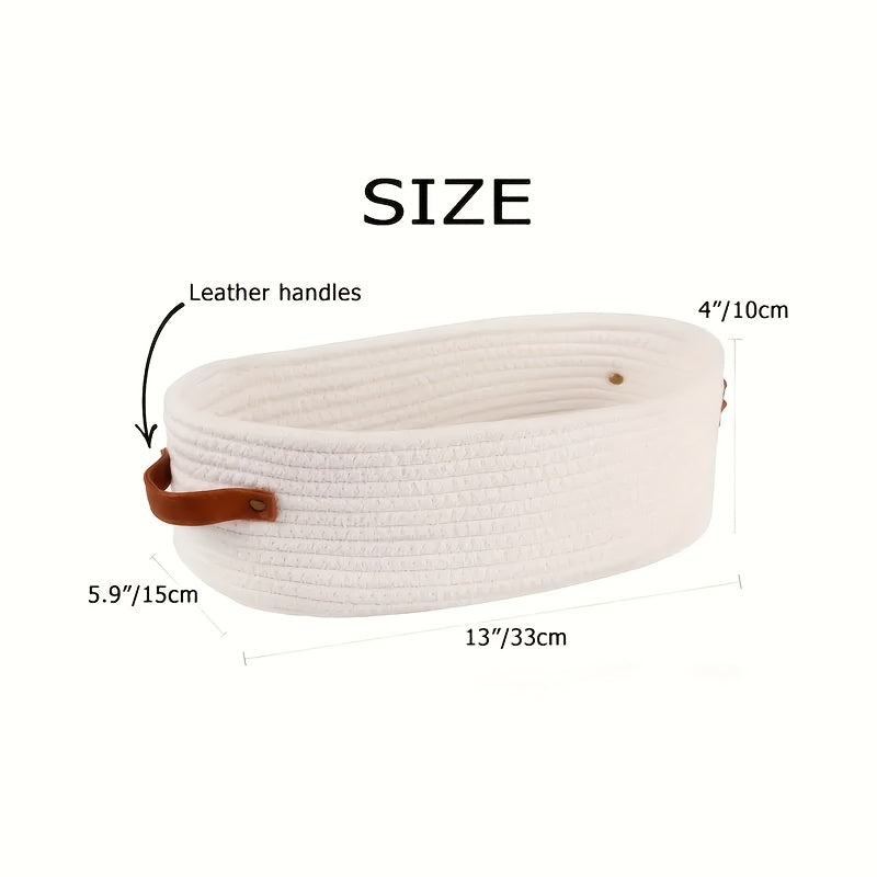 Bohemisk Förvaringskorg med Läderhandtag – Perfekt för Badrum och Vardagsrum Carvallo