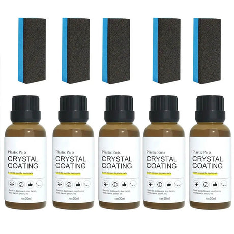 Bilplast Förnyelsemedel & Kristallvax - Långvarig 30ml Vätska för Bilunderhåll och Plastförnyelse-Bil-BB-5x Crystal Coating + 5x Svampar-Hemnix
