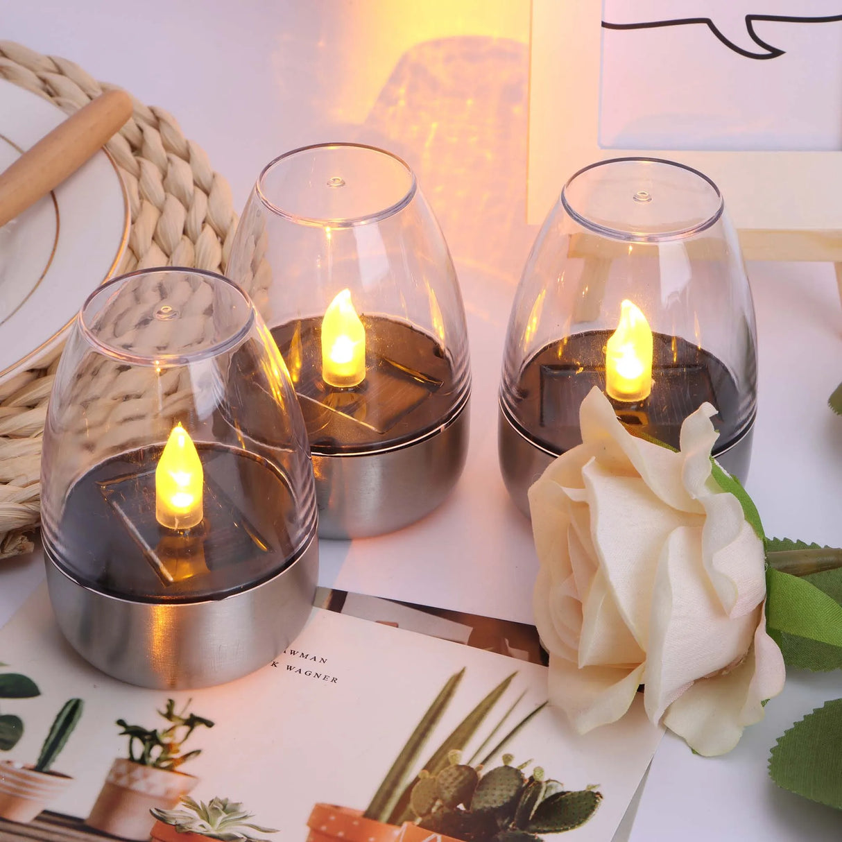 SolarFlame - Vattentäta LED-ljus för utomhusbruk, solenergi & flamlös Carvallo