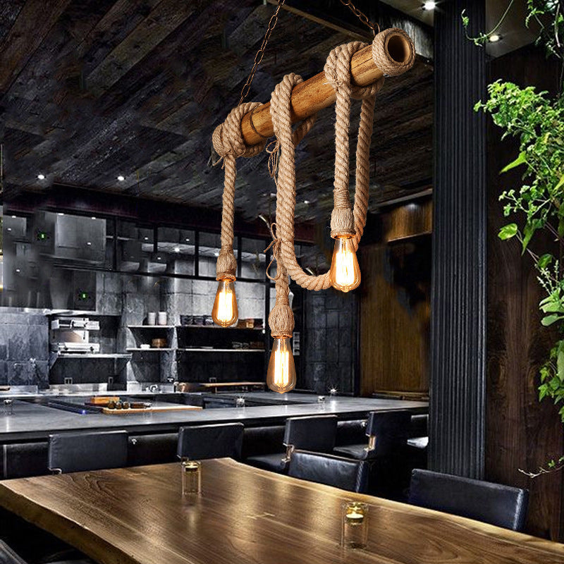 Industribambu - Justerbar Taklampa med Bambu och Justerbar Rep Carvallo