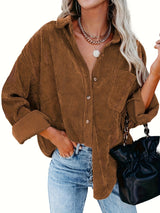 Dam Oversized Skjorta Corduroy Mjuk Bomull