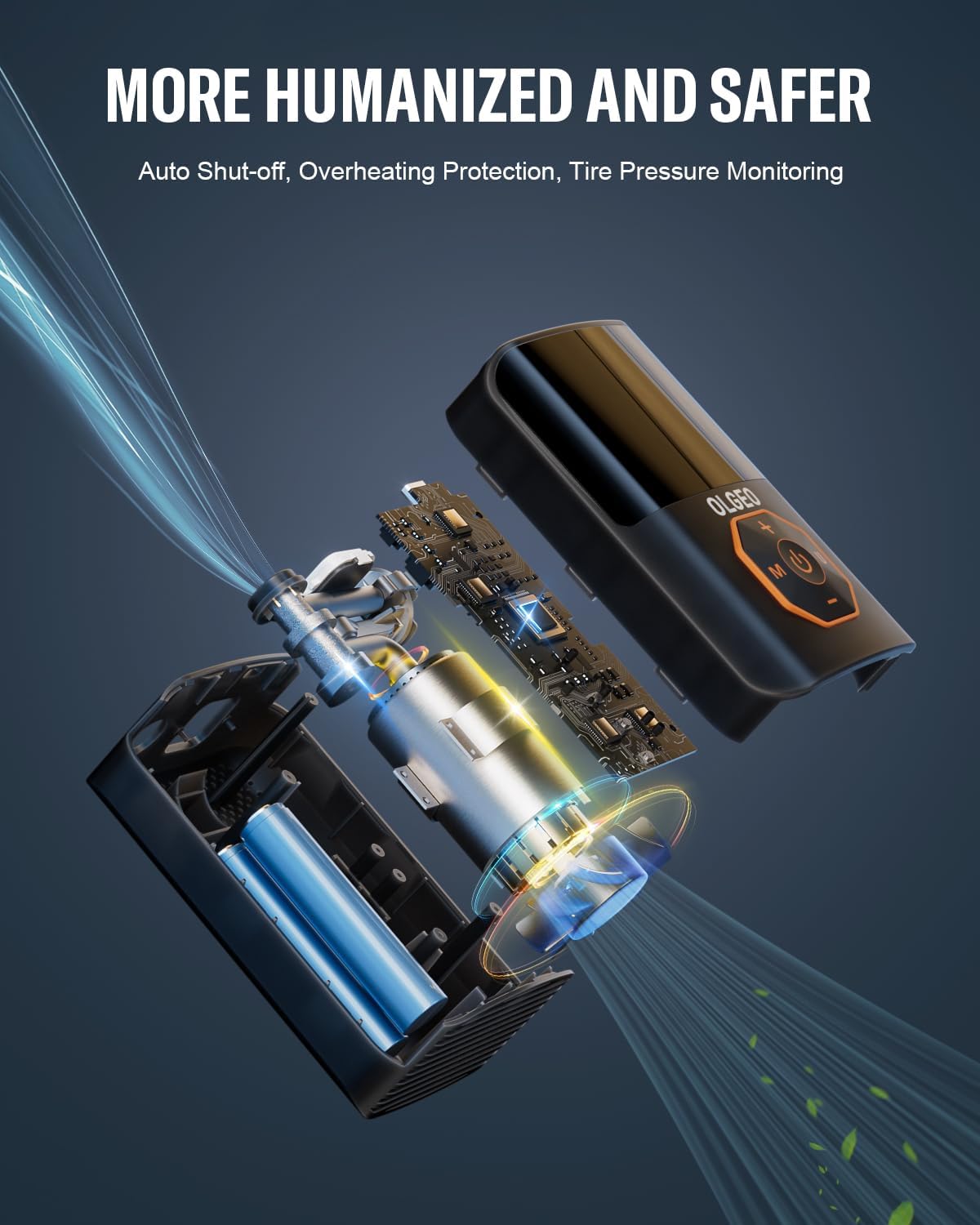 Carvallo Akku-luftkompressor 18000mAh | 160 PSI Kraft | Bärbar däcktryckpump för bil, motorcykel & cykel | Med tillbehör & väska Carvallo