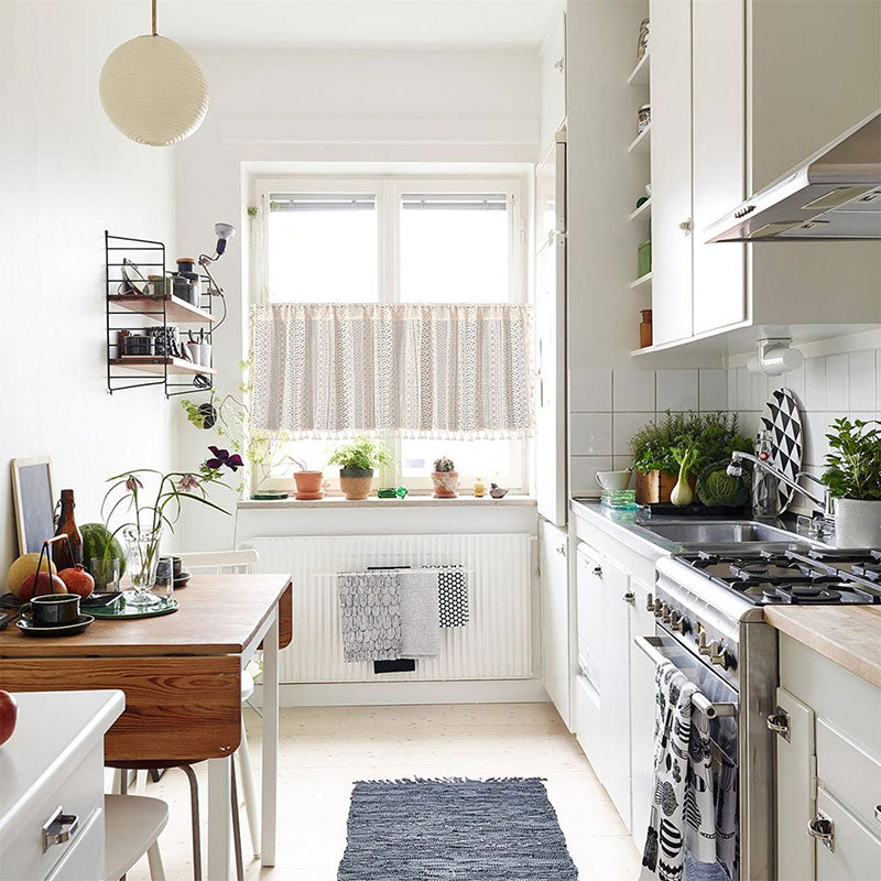 Lace Taseel Hollow-Out Tier Gardin i Bomulls Linne Material Carvallo