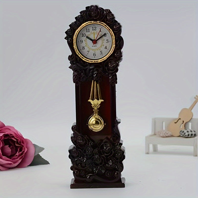 Elegant Vintage Floral Pendulum Klocka – Stämningsfull Dekoration för Ditt Vardagsrum eller Kontor Carvallo