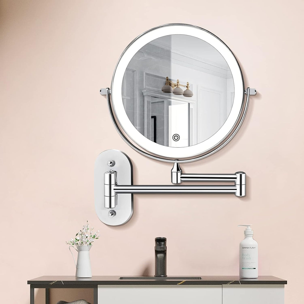 Väggspegel med LED-ljus och förstoring Carvallo