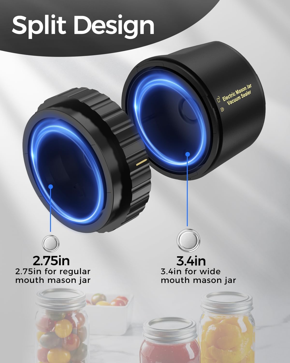 Royaleva Mason Jar Elektrisk Vakuumförslutare Kit Bärbar Carvallo