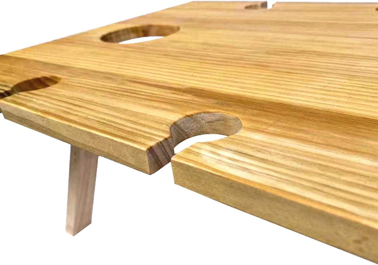 Carvallo Vinlora Weintisch FoldWood | Fällbar & Mobil | Av trä | Med flask- & glasstöd | För picknick, trädgård & camping Carvallo