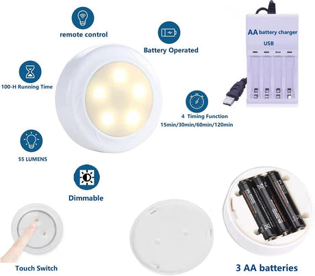 Royallure Trådlös Vägglampa Set om 2 med Fjärrkontroll – Dimmbar RGB Vägglampor med Timer & Minne Funktion Carvallo