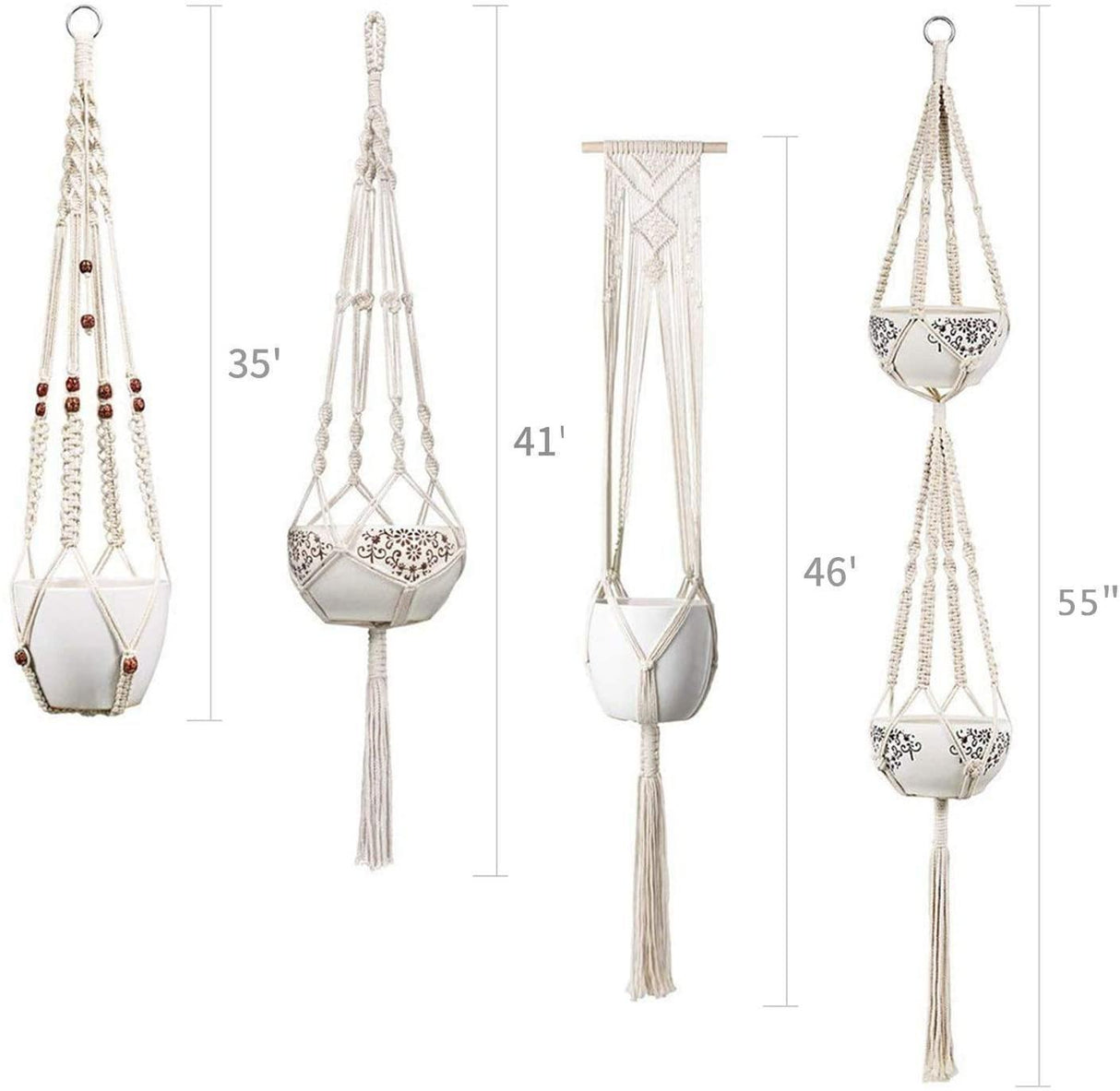 4-delad handgjord Boho Macrame växthållare set MILA Sverige