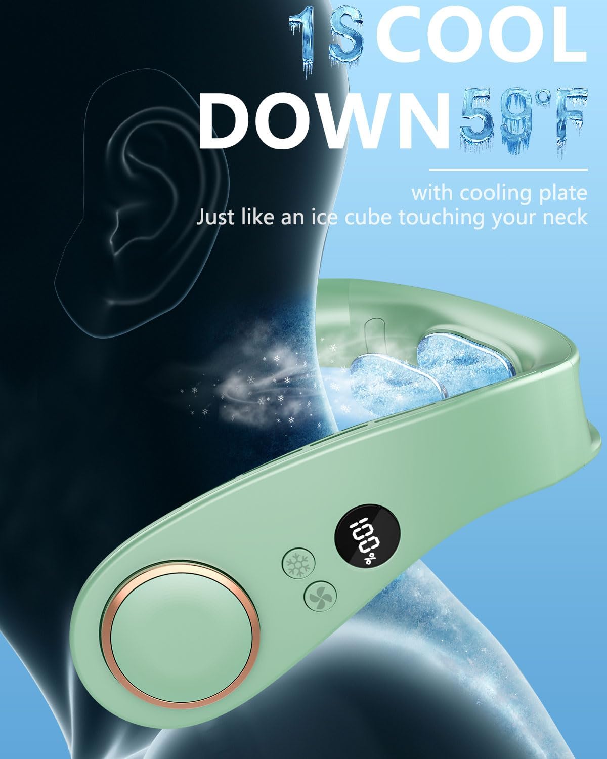 Kylande halsfläkt - Uppladdningsbar bladlös bärbar AC med kallt luftflöde MILA Sverige