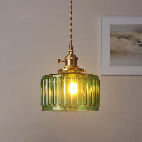 Cylinder Glass Pendant Light | Vintage Elegance | Justerbar Höjd 59" | Varm Glöd för Moderna Hem | Brick by Brick Carvallo