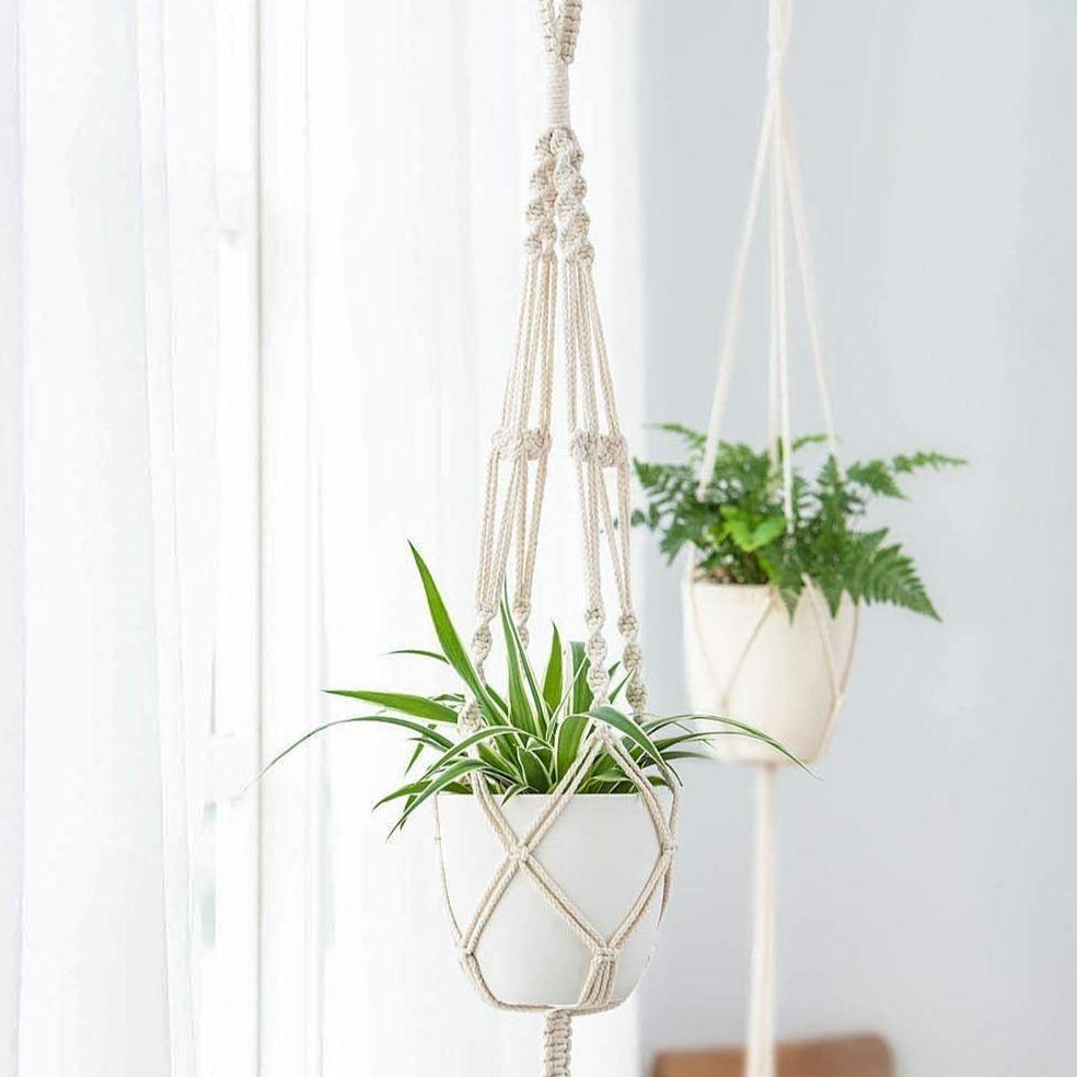 4-delad handgjord Boho Macrame växthållare set MILA Sverige