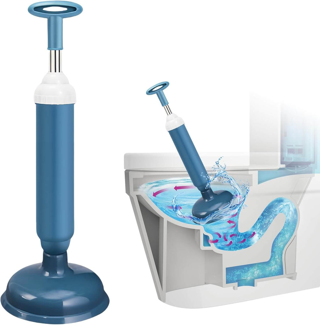 Royallure Högtrycks Silikon Toalett Plungers – Teleskopisk Pump, Anti-Tilltäppningsverktyg Carvallo