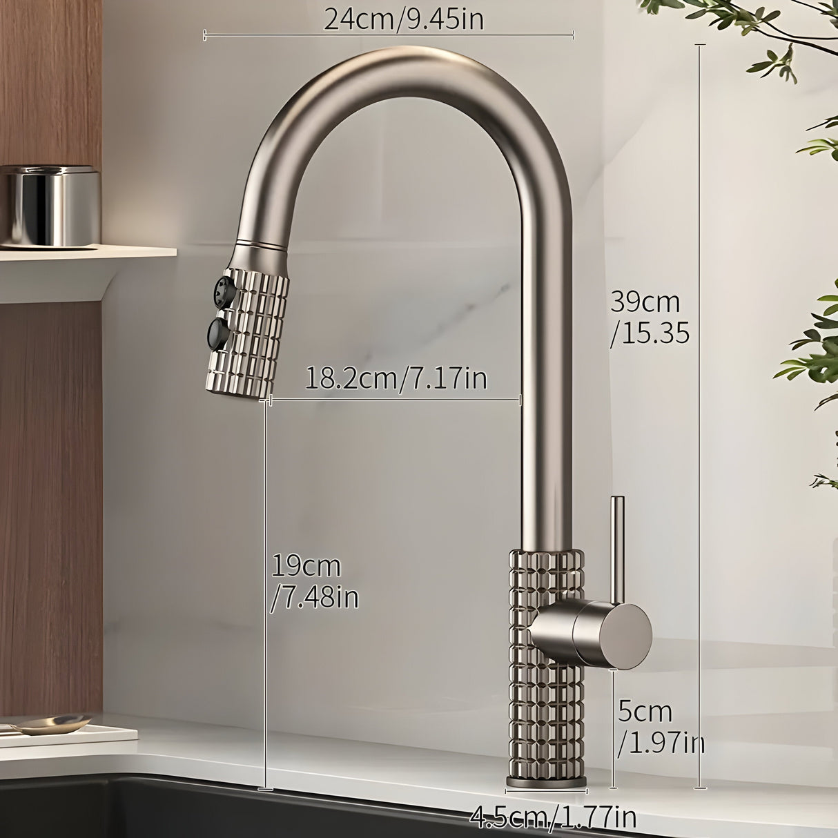 QuintaFlow - Hög båge metall kökskran Carvallo