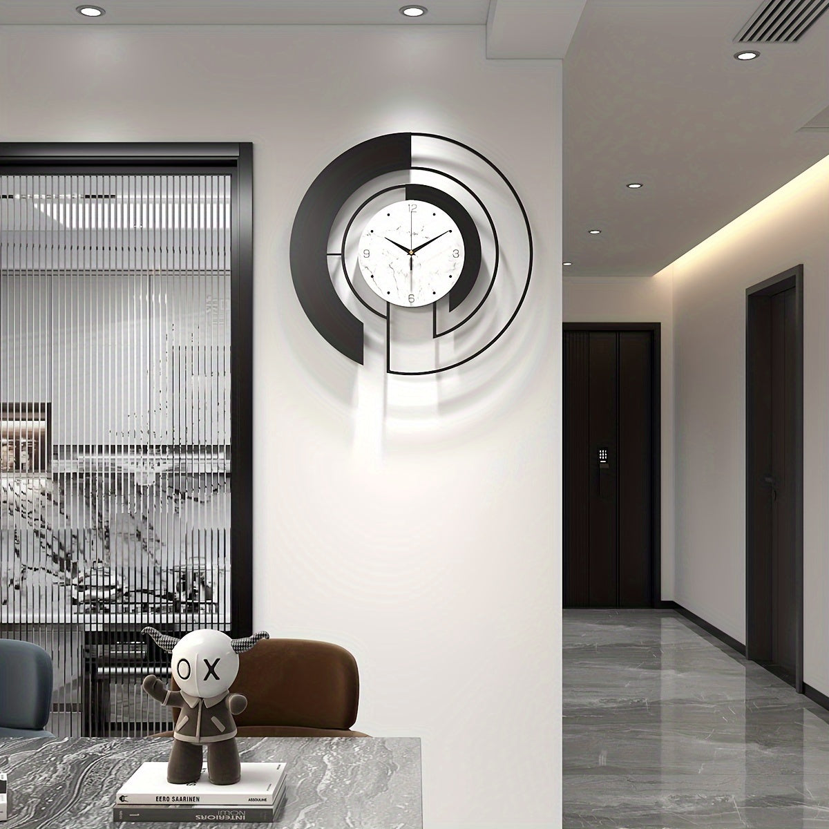 Tidlös Geometri Svart Metall Väckarklocka Carvallo