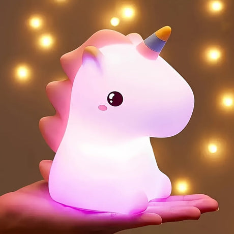 UnicornGlow - Varmt Enhörnings Nattlampa med 7 Färger och Ögonskydd Carvallo