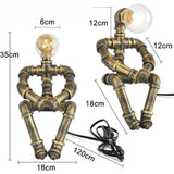 Royallure Steampunk Robot Pipe Table Lamp – Industriell Järnskulptur med E27-sockel Carvallo