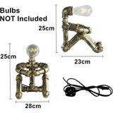 Royallure Steampunk Robot Pipe Table Lamp – Industriell Järnskulptur med E27-sockel Carvallo