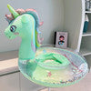 Uppblåsbar Glitter Unicorn Simring-Hemnix-För åldrarna 1-4(5-25 kg) - Grön enhörning-Hemnix