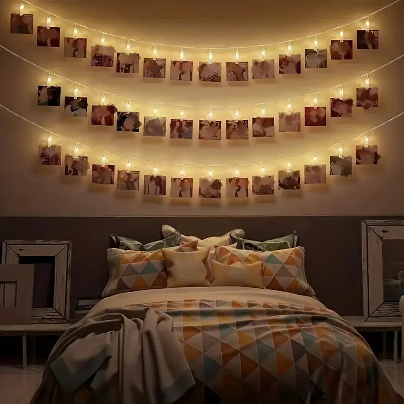 LED Fotoklipp Ljussträng med Batteridrift – Färgskiftande ljus för dekoration och fotopresentation Carvallo