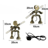 Royallure Steampunk Robot Pipe Table Lamp – Industriell Järnskulptur med E27-sockel Carvallo