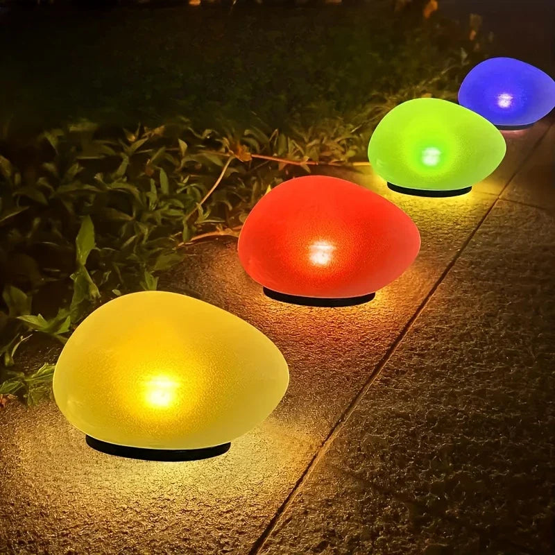 Luminösa trädgårdsstenar med färgbyte – Dekorativa LED stenlampor för utomhus och trädgård Carvallo