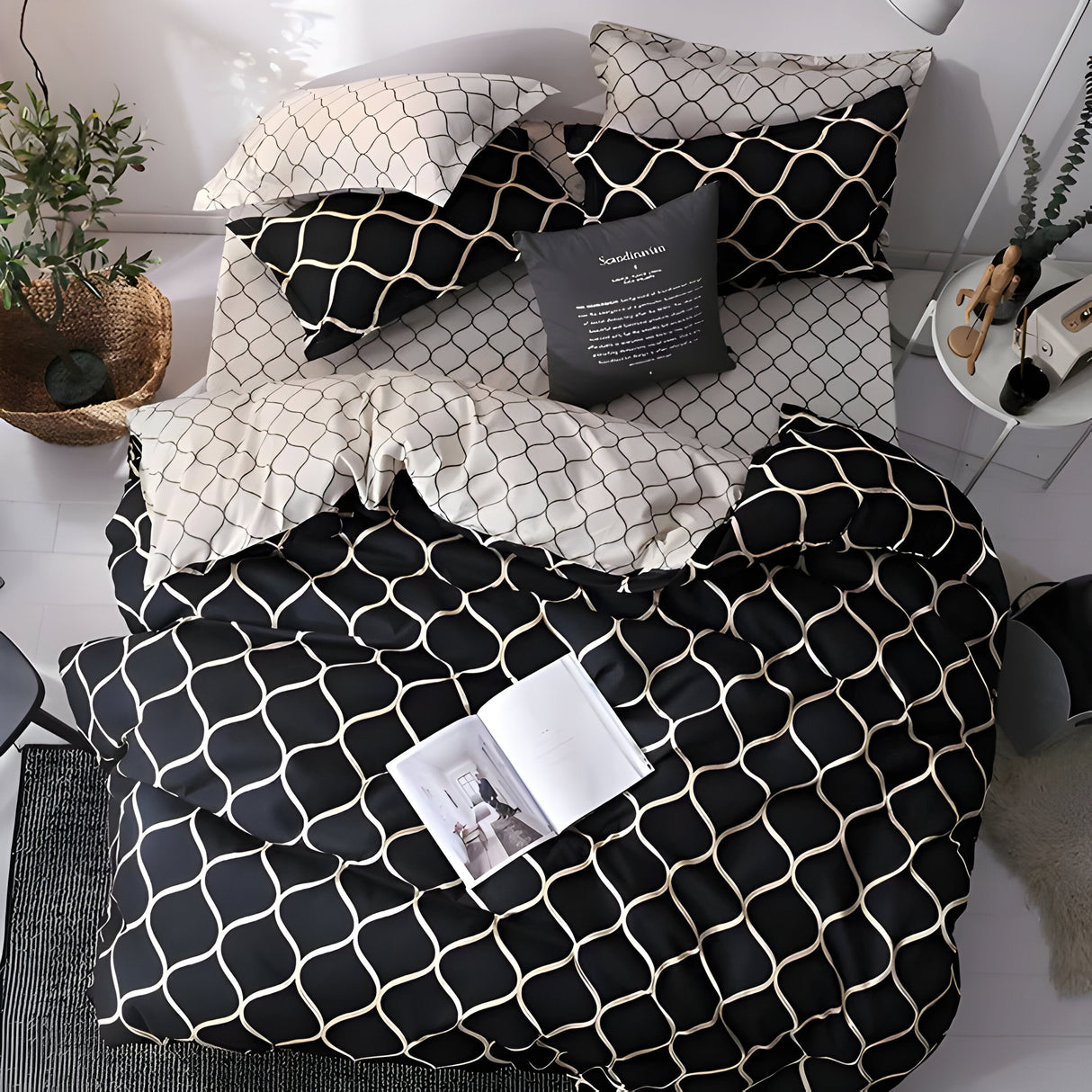 BlackBliss - Modernt Svart Sängklädesset Carvallo