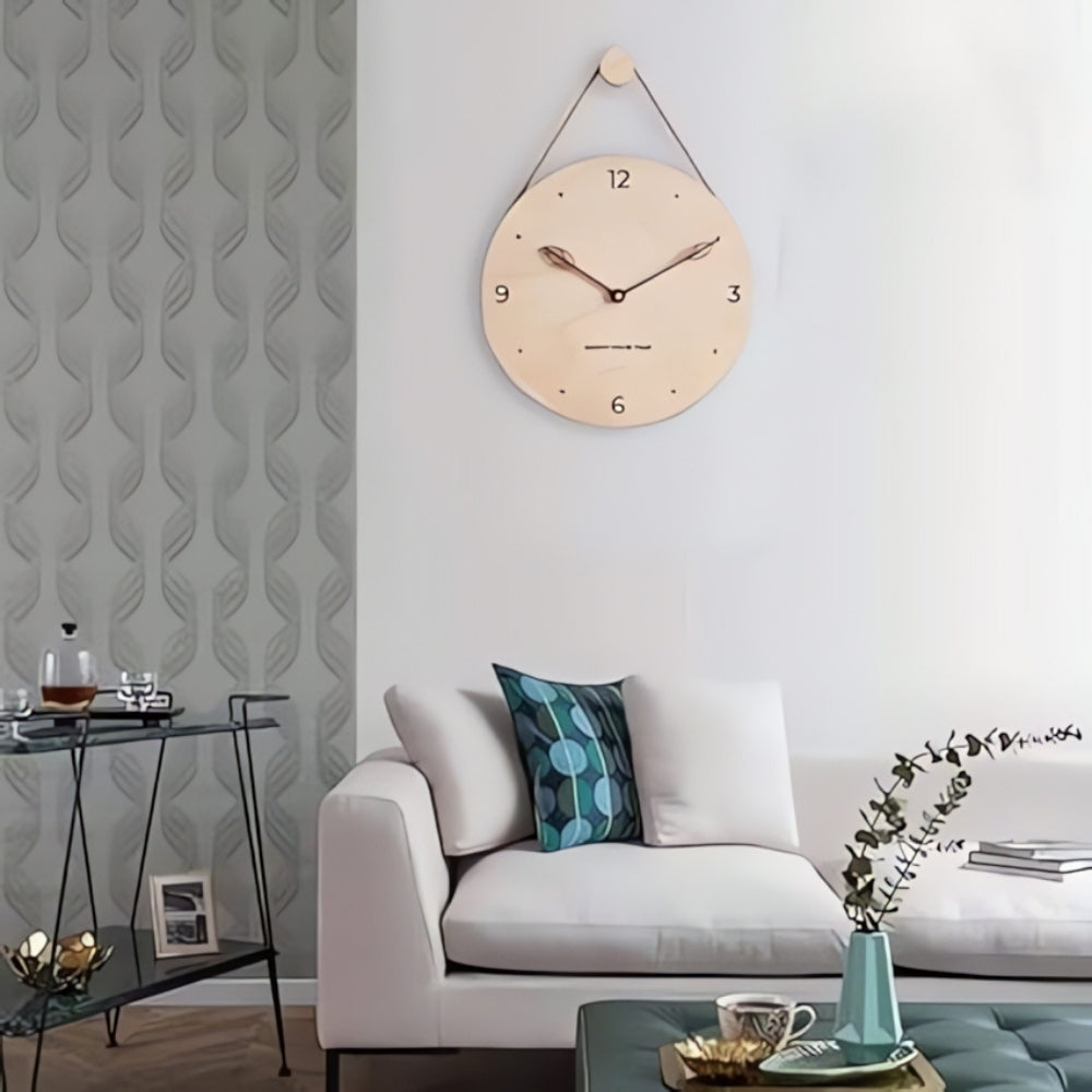 Minimalistisk rep trä väggklocka Carvallo