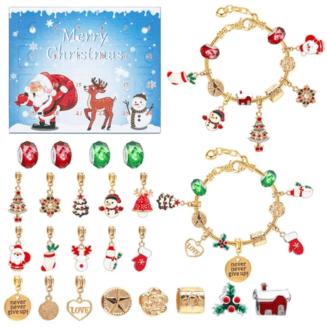 24 Dagar Julens Adventskalender Smyckesask - Berlocksarmband DIY-Jul-BB-Set 6-Hemnix