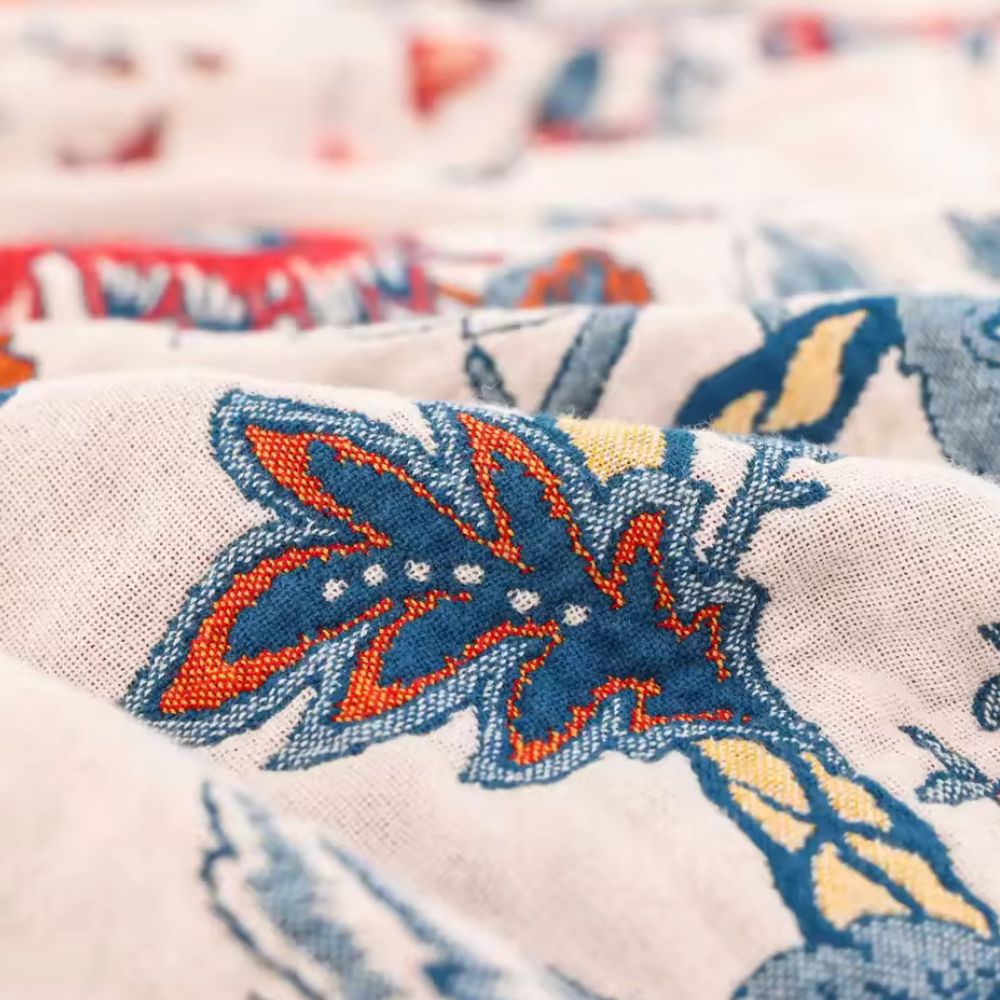 Retro Botanica Bliss Cotton Blanket Carvallo