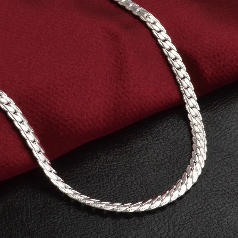 Sterling Silver Platt Kedja Halsband för Kvinnor Carvallo