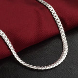 Sterling Silver Platt Kedja Halsband för Kvinnor Carvallo