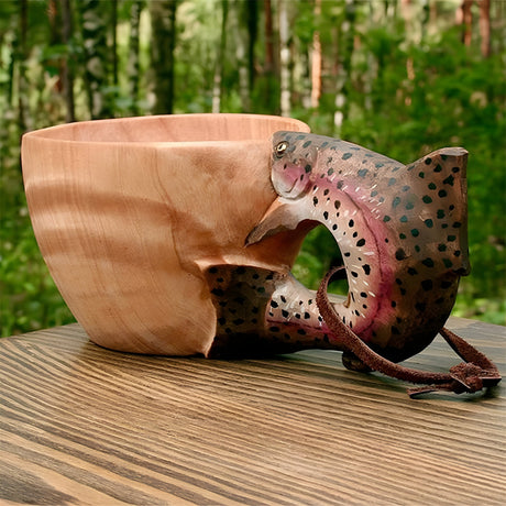 NatureBeast Mug - Handgjord Trä Djur Kopp Carvallo