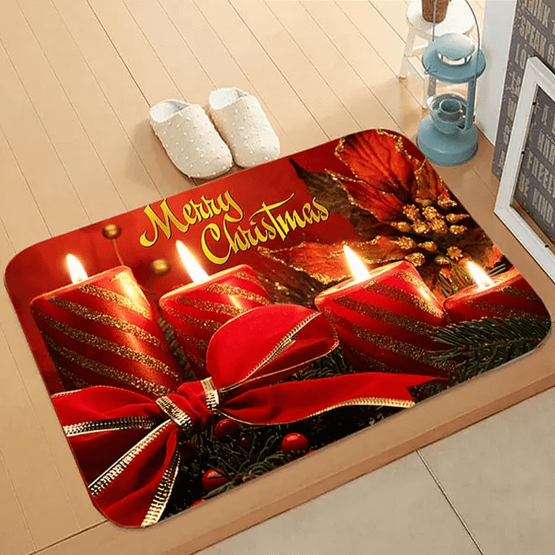 60x40 cm Välkomnande Julmatta i Flanell - God Julstämning, Jultomte, Stjärna, Renar-Jul-BB-Ljus-Hemnix