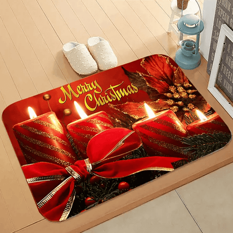 60x40 cm Välkomnande Julmatta i Flanell - God Julstämning, Jultomte, Stjärna, Renar-Jul-BB-Ljus-Hemnix