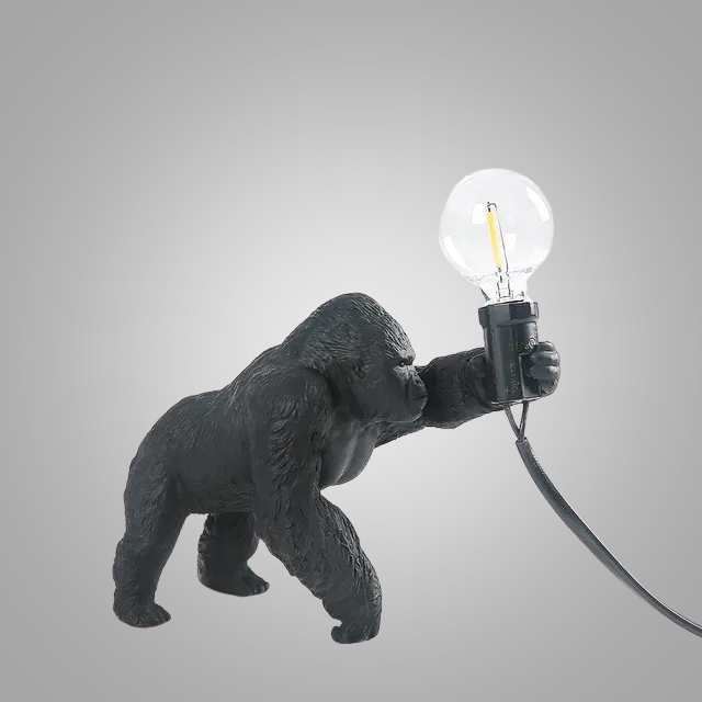 GorillaLux - Unik Gorilla Bordslampa | Modern Djurarmatur med Varm LED Belysning Carvallo