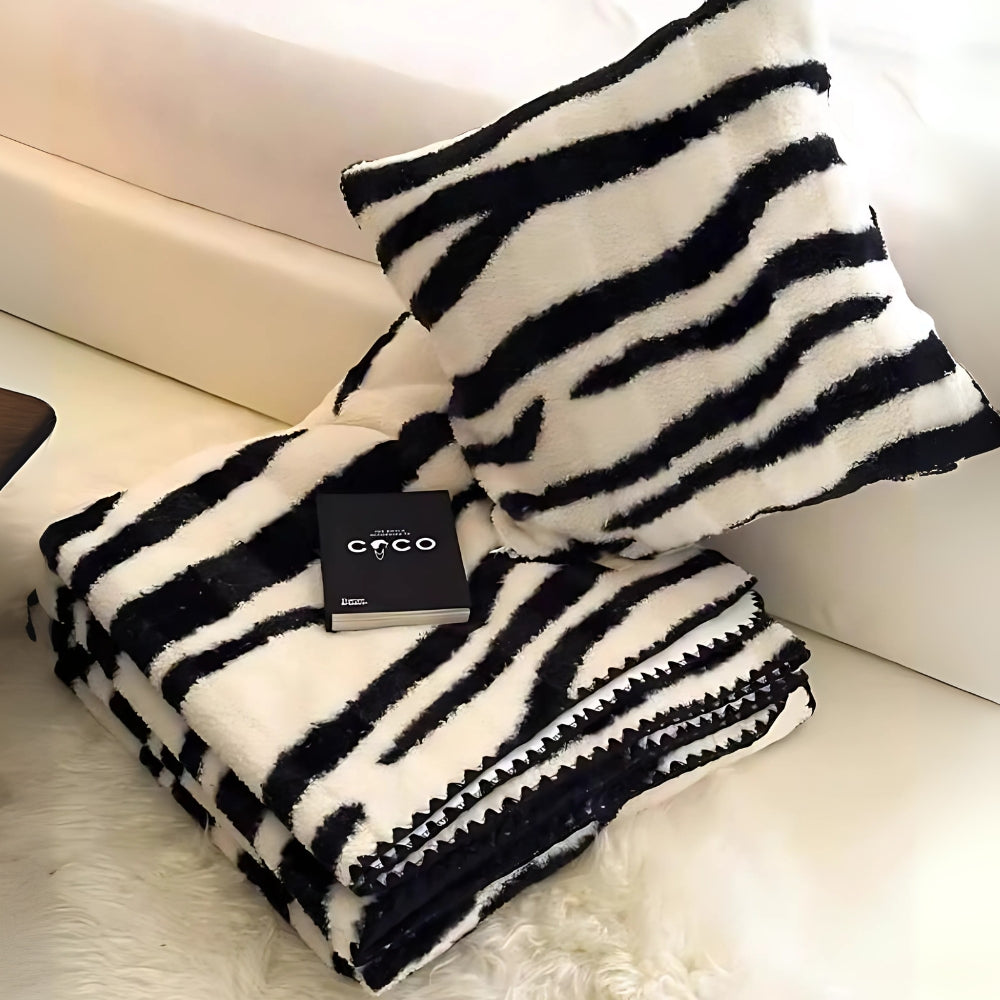 Zebra Print Lyxig Fuskpälsfilt Carvallo