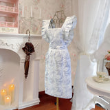 Ruffled Ink Floral Förkläde Carvallo