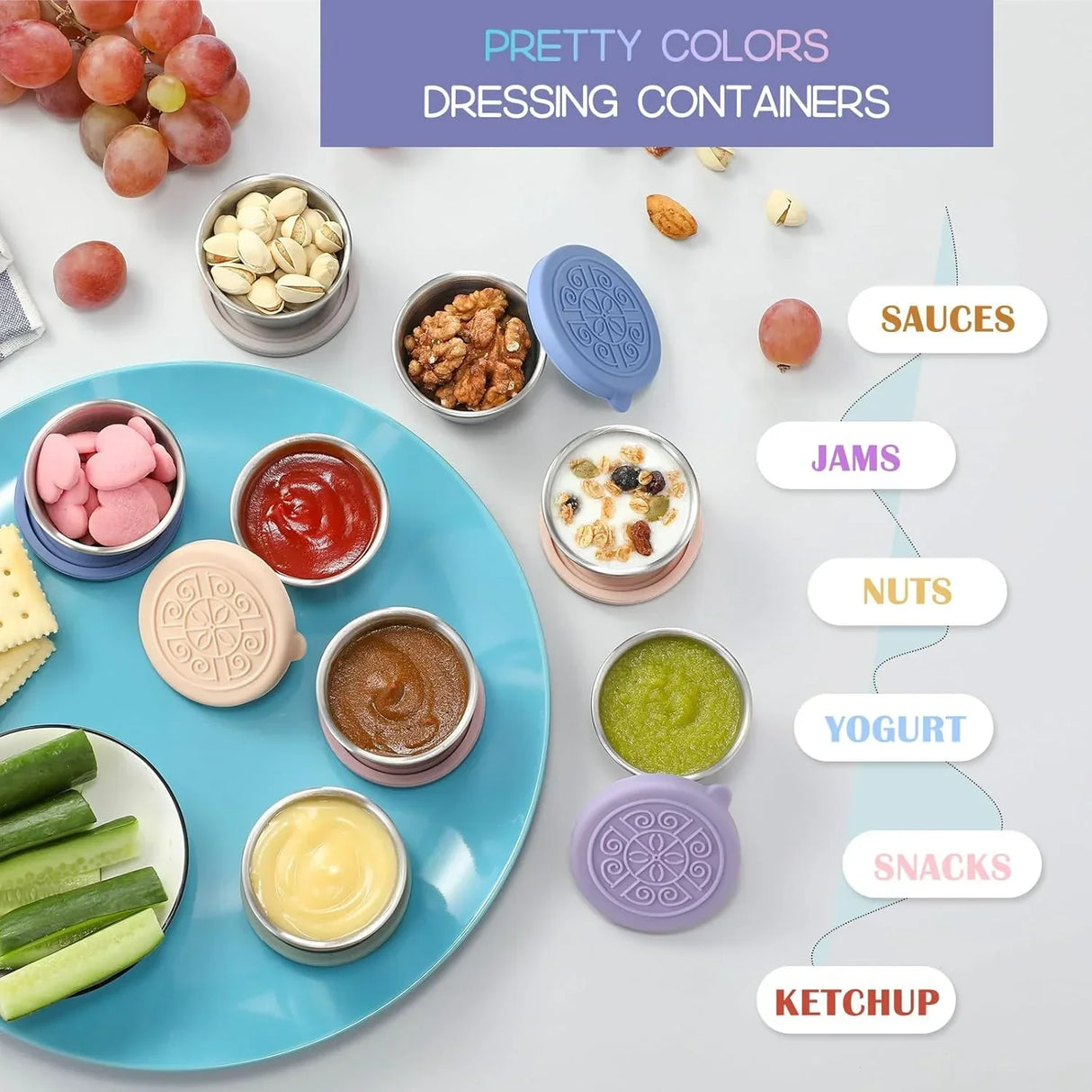 Tätt förslutningsbara rostfria såsskålar (6-pack) Carvallo