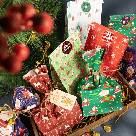 24x Flerfärgade Julklappspåsar - Färdiga Presentpåsar-Jul-BB-Hemnix