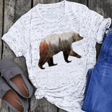 Kvinnor bomullsbjörn Tee-Clothes for women-Hemnix-Marmor vit-S-Hemnix